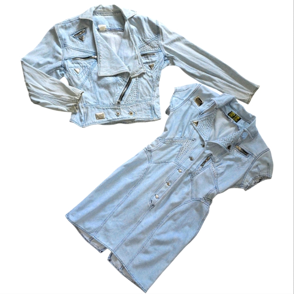 RARE ViNTAGE 80s • Voyous by DAILY JEANS • Light Blue Denim Jacket and Dress Set